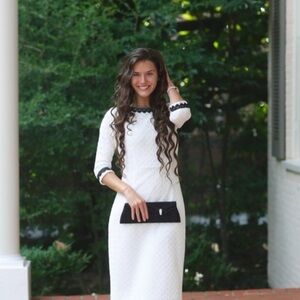 Elegant White Dress with Black Accents